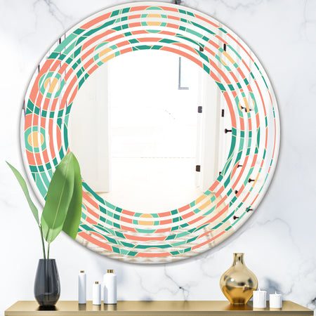Retro Circular Pattern VI - Modern Round or Oval Wall Mirror - Wave