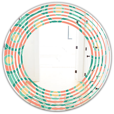 Retro Circular Pattern VI - Modern Round or Oval Wall Mirror - Wave