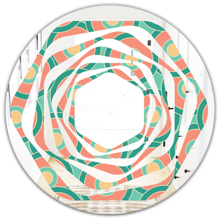 Retro Circular Pattern VI - Modern Round or Oval Wall Mirror - Whirl