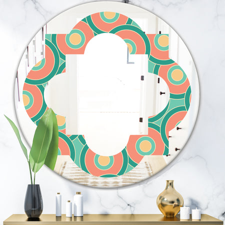 Retro Circular Pattern VI - Modern Round or Oval Wall Mirror - Quatrefoil