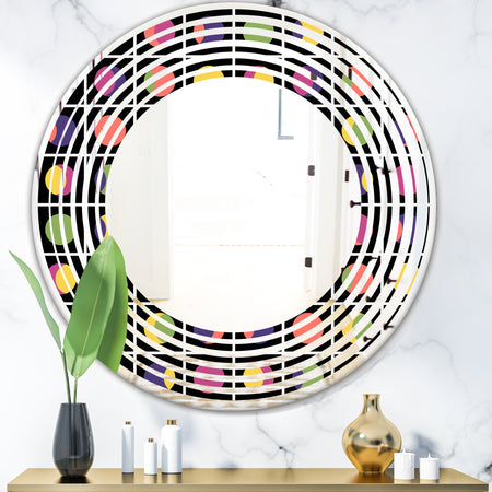 Retro Circular Moons - Modern Round or Oval Wall Mirror - Wave