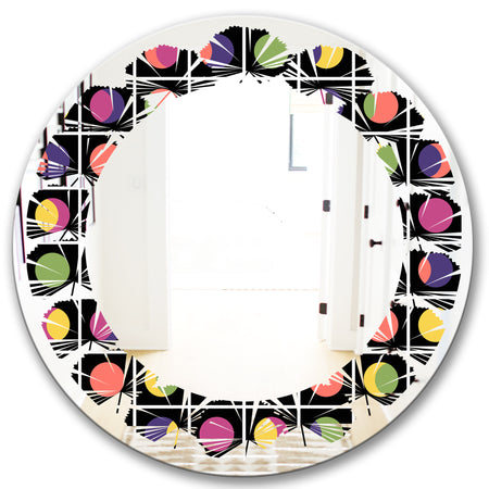 Retro Circular Moons - Modern Round or Oval Wall Mirror - Leaves