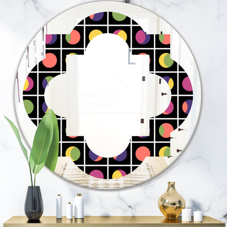 Retro Circular Moons - Modern Round or Oval Wall Mirror - Quatrefoil