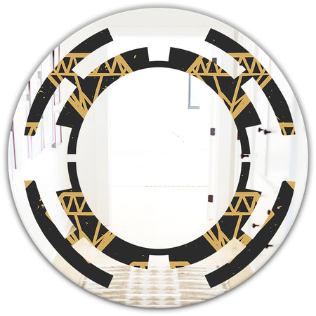 Vintage Golden Diamonds - Modern Round or Oval Wall Mirror - Space