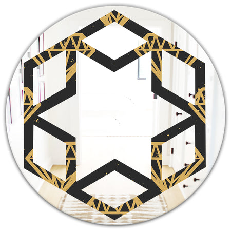 Vintage Golden Diamonds - Modern Round or Oval Wall Mirror - Hexagon Star