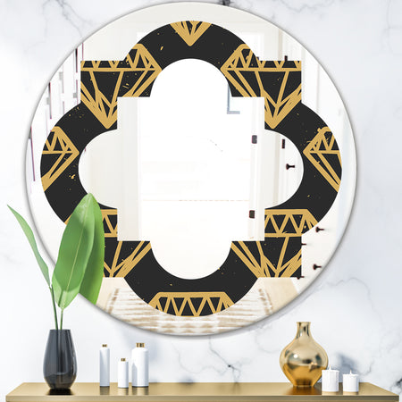 Vintage Golden Diamonds - Modern Round or Oval Wall Mirror - Quatrefoil