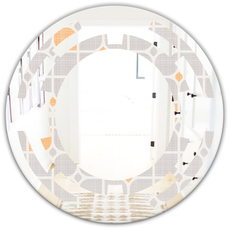 Retro Geometrical Pattern II - Modern Round or Oval Wall Mirror - Space