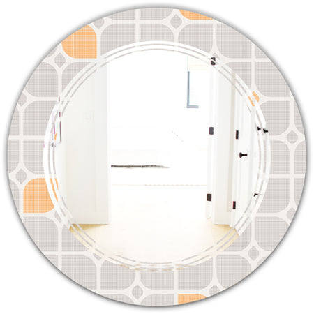 Retro Geometrical Pattern II - Modern Round or Oval Wall Mirror - Triple C