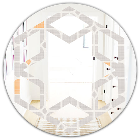 Retro Geometrical Pattern II - Modern Round or Oval Wall Mirror - Hexagon Star