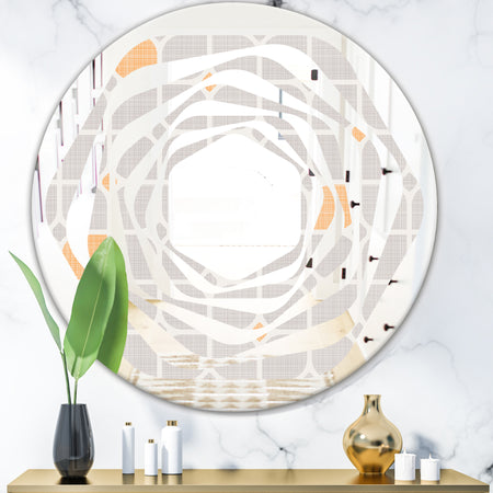 Retro Geometrical Pattern II - Modern Round or Oval Wall Mirror - Whirl