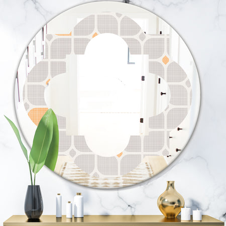 Retro Geometrical Pattern II - Modern Round or Oval Wall Mirror - Quatrefoil