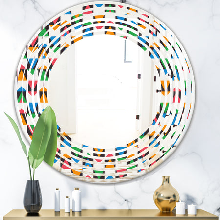 Retro Ornamental Design II - Modern Round or Oval Wall Mirror - Wave