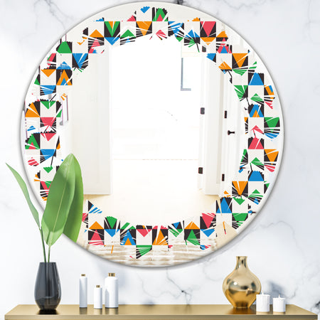 Retro Ornamental Design II - Modern Round or Oval Wall Mirror - Leaves