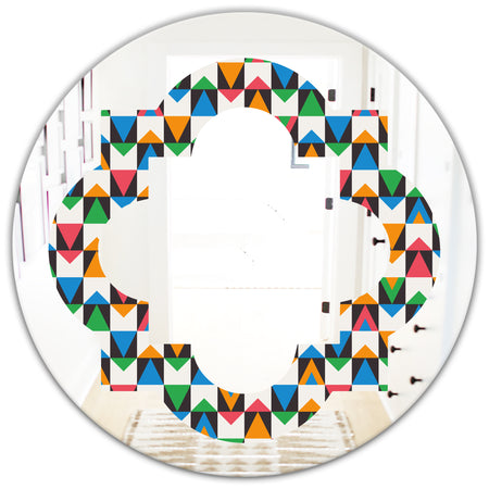 Retro Ornamental Design II - Modern Round or Oval Wall Mirror - Quatrefoil
