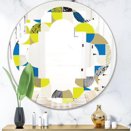 Circular Retro Design I - Modern Round or Oval Wall Mirror - Quatrefoil