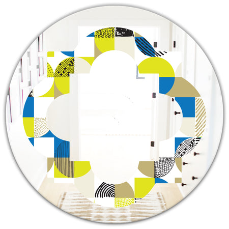 Circular Retro Design I - Modern Round or Oval Wall Mirror - Quatrefoil