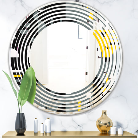 Retro Abstract Design I - Modern Round or Oval Wall Mirror - Wave