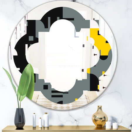 Retro Abstract Design I - Modern Round or Oval Wall Mirror - Quatrefoil