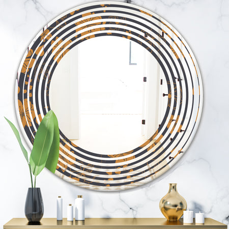Retro Handdrawn Poppies II - Cottage Round or Oval Wall Mirror - Wave