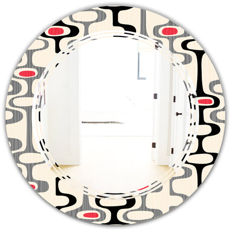 Retro Abstract Design IX - Modern Round or Oval Wall Mirror - Triple C
