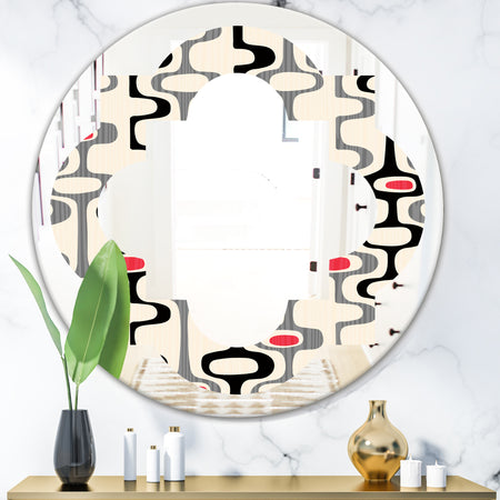 Retro Abstract Design IX - Modern Round or Oval Wall Mirror - Quatrefoil