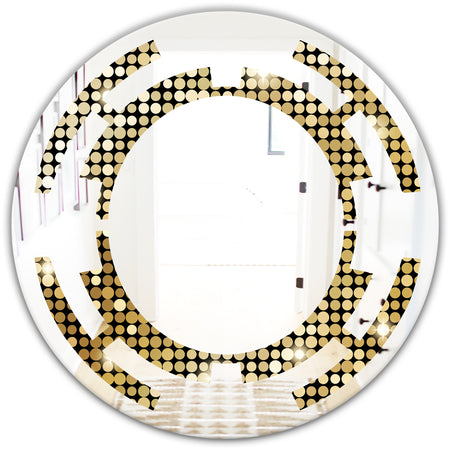 Abstract Gold Mosaic - Modern Round or Oval Wall Mirror - Space
