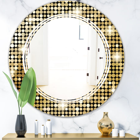 Abstract Gold Mosaic - Modern Round or Oval Wall Mirror - Triple C