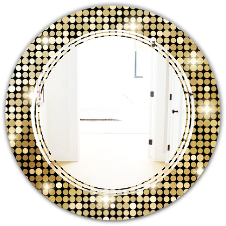 Abstract Gold Mosaic - Modern Round or Oval Wall Mirror - Triple C