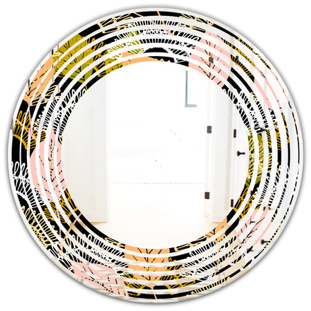 Autumn leaves lace textured pattern - Modern Round or Oval Wall Mirror - Wave