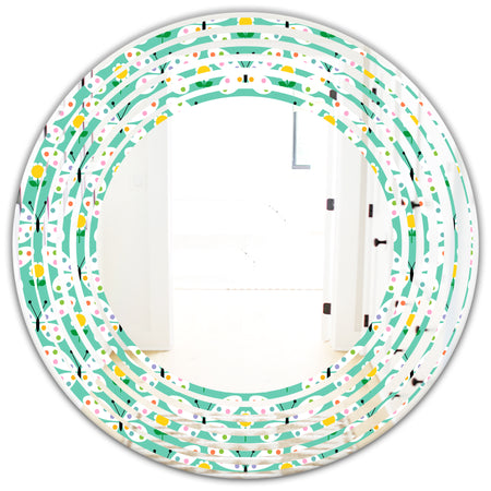 Retro Butterflies I - Modern Round or Oval Wall Mirror - Wave