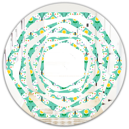 Retro Butterflies I - Modern Round or Oval Wall Mirror - Whirl