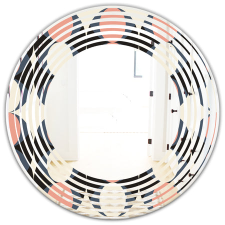 Retro Circular Pattern II - Modern Round or Oval Wall Mirror - Wave