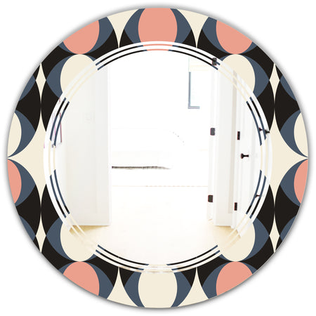 Retro Circular Pattern II - Modern Round or Oval Wall Mirror - Triple C