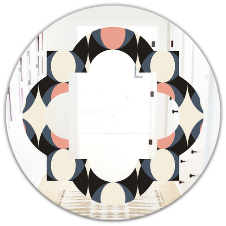 Retro Circular Pattern II - Modern Round or Oval Wall Mirror - Quatrefoil