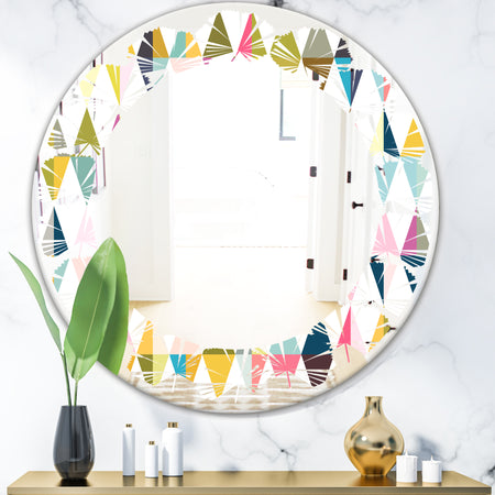 Diamond Retro VII - Modern Round or Oval Wall Mirror - Leaves