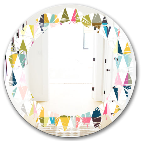 Diamond Retro VII - Modern Round or Oval Wall Mirror - Leaves