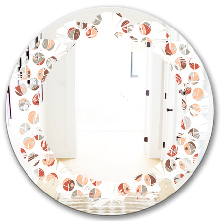 Retro Abstract Design XIX - Modern Round or Oval Wall Mirror - Leaves