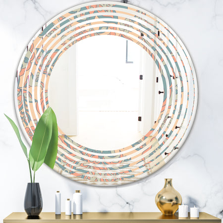 Retro Indian Floral Batik II - Modern Round or Oval Wall Mirror - Wave