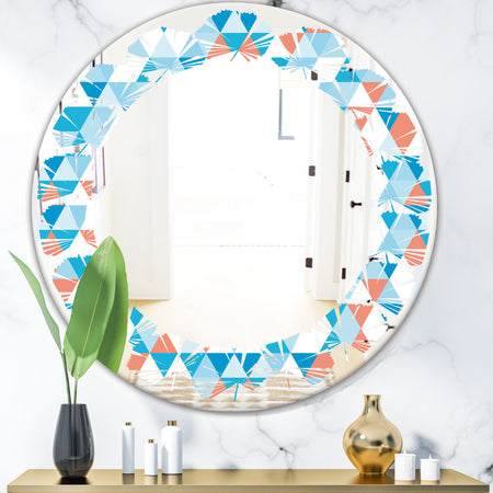 Triangular Retro Design II - Modern Round or Oval Wall Mirror - Leaves