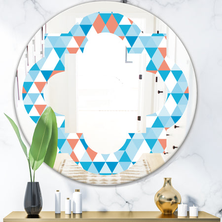 Triangular Retro Design II - Modern Round or Oval Wall Mirror - Quatrefoil