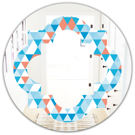Triangular Retro Design II - Modern Round or Oval Wall Mirror - Quatrefoil