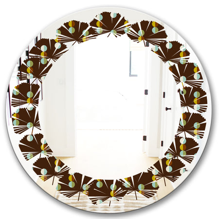 Geometric Mod Dots - Modern Round or Oval Wall Mirror - Leaves