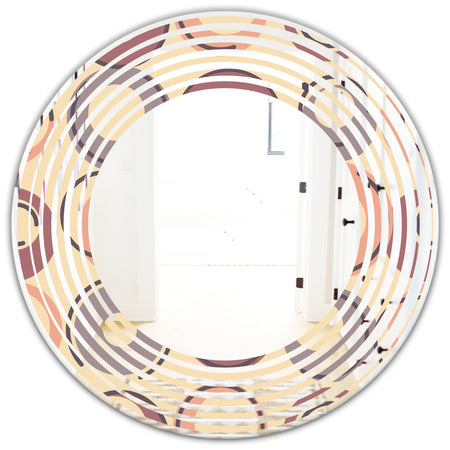 Retro Geometric Pattern - Modern Round or Oval Wall Mirror - Wave