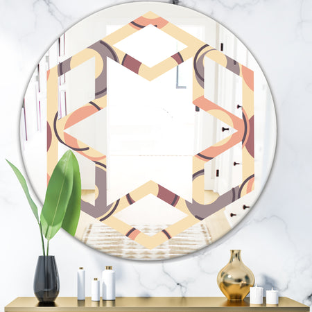 Retro Geometric Pattern - Modern Round or Oval Wall Mirror - Hexagon Star