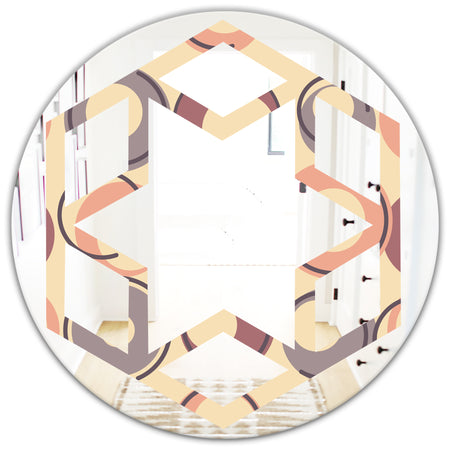 Retro Geometric Pattern - Modern Round or Oval Wall Mirror - Hexagon Star