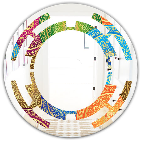 Circular Retro Design IV - Modern Round or Oval Wall Mirror - Space