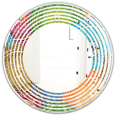 Circular Retro Design IV - Modern Round or Oval Wall Mirror - Wave