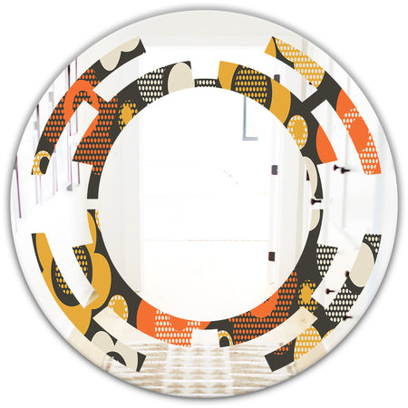 Retro Floral Pattern VII - Modern Round or Oval Wall Mirror - Space