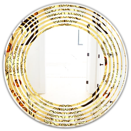 Golden Luxury Pattern I - Modern Round or Oval Wall Mirror - Wave