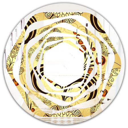 Golden Luxury Pattern I - Modern Round or Oval Wall Mirror - Whirl